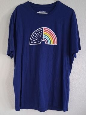 Original Penguin Navy Blue Tee with Rainbow & Stars Graphic